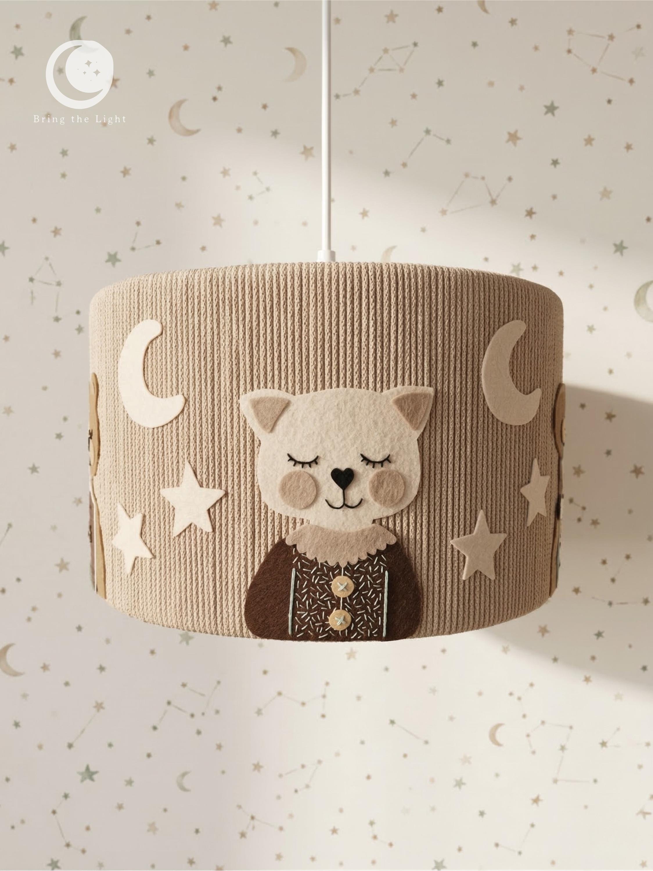 Handmade woodland animal nursery lampshade, boho kids room decor