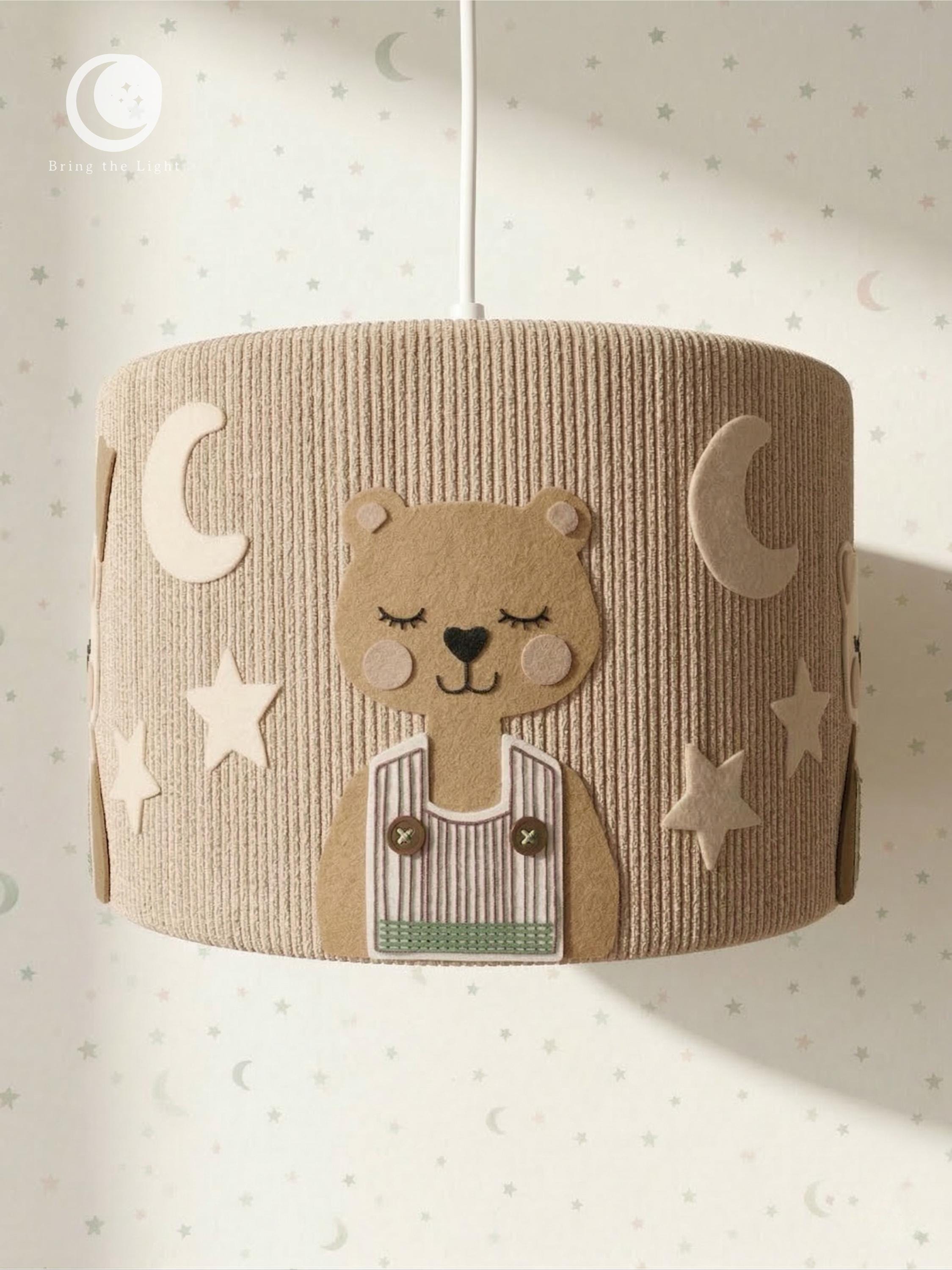Handmade woodland animal nursery lampshade, boho kids room decor
