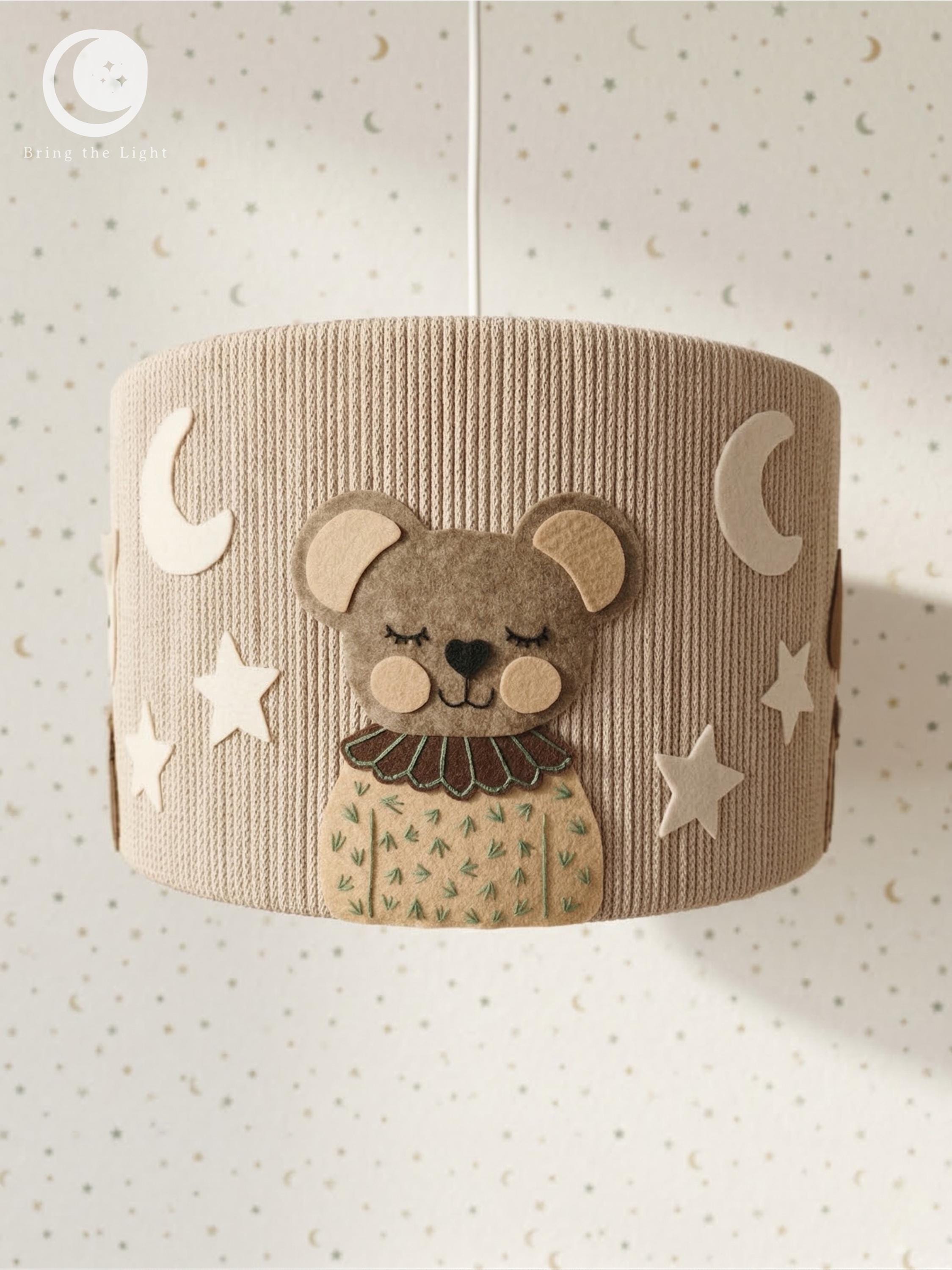 Handmade woodland animal nursery lampshade, boho kids room decor