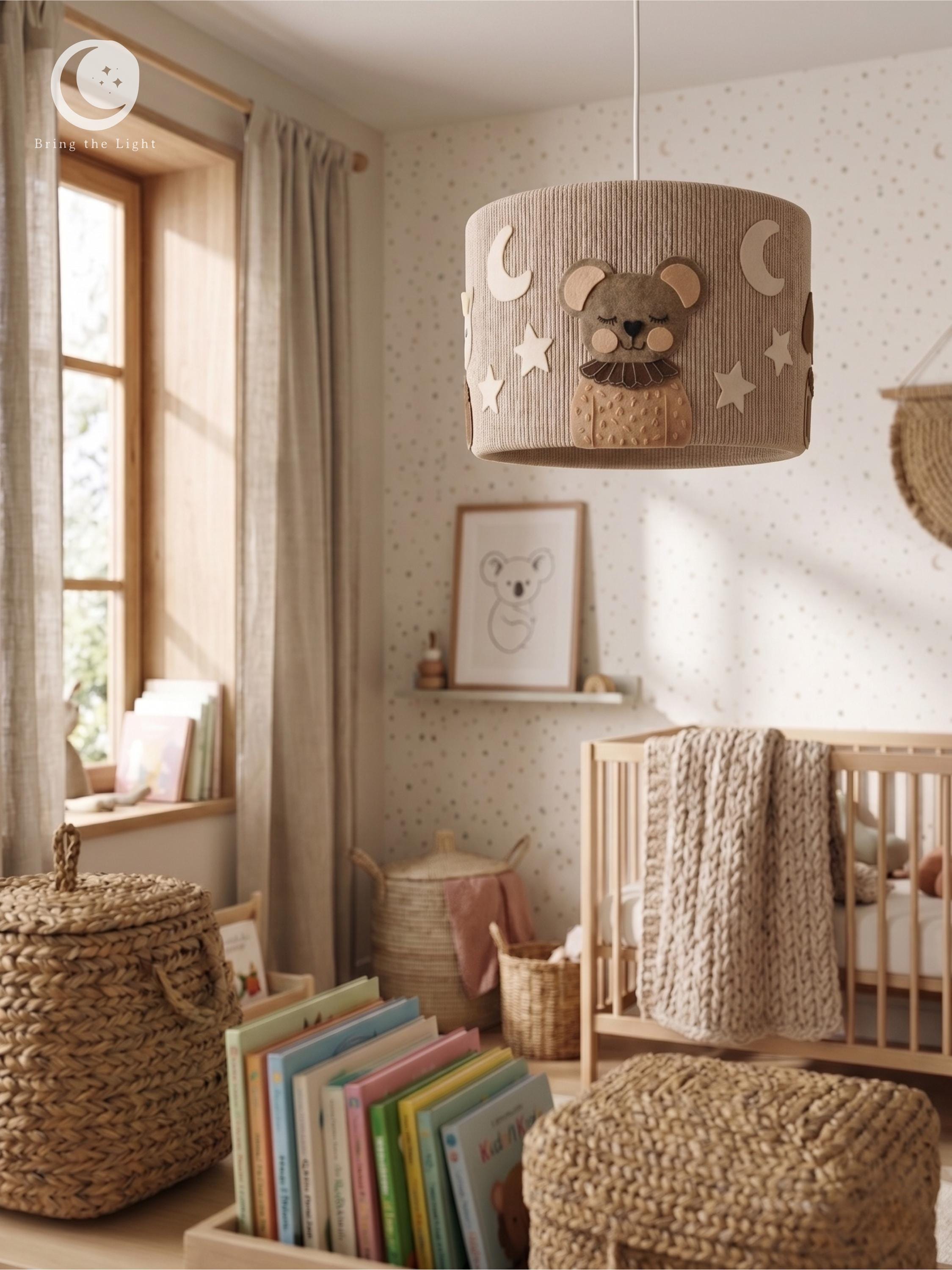 Handmade woodland animal nursery lampshade, boho kids room decor