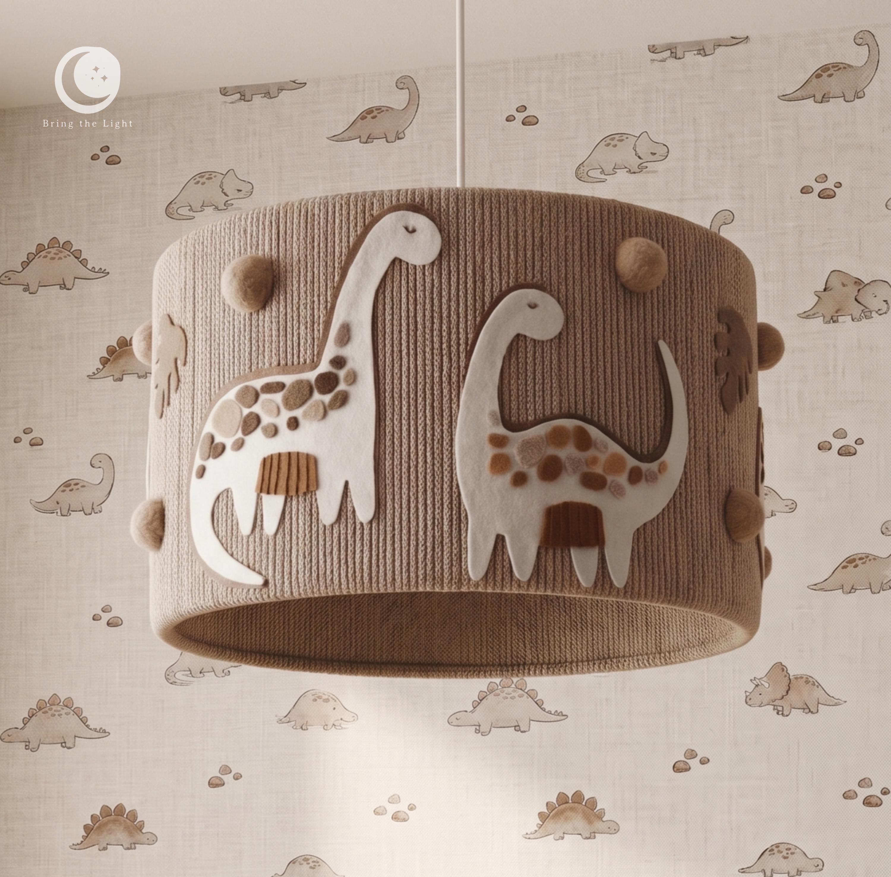 Handmade dinosaur nursery ceiling lampshade for a kids room