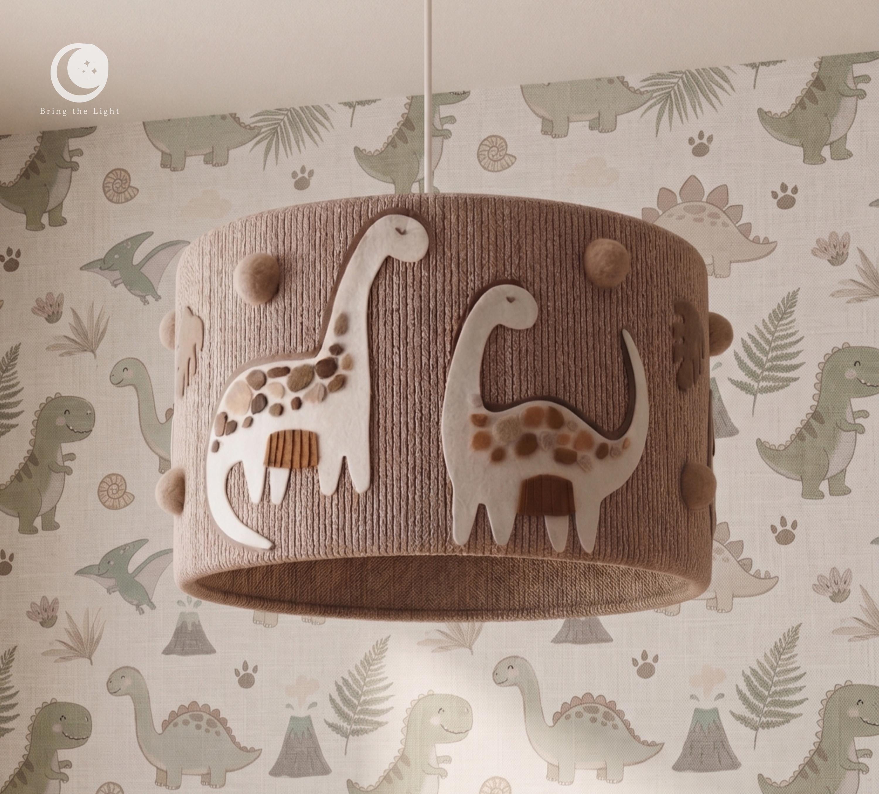 Handmade dinosaur nursery ceiling lampshade for a kids room