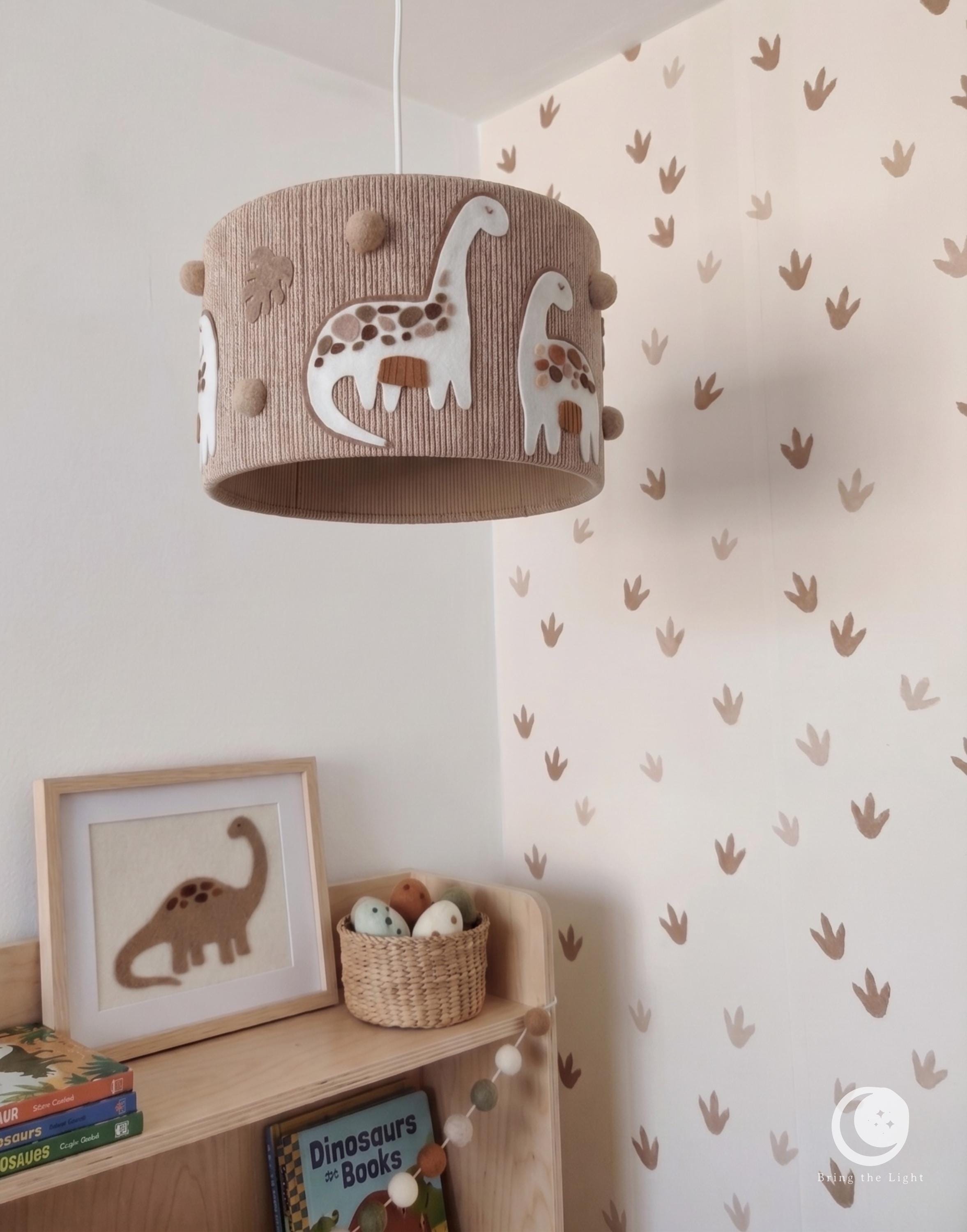 Handmade dinosaur nursery ceiling lampshade for a kids room