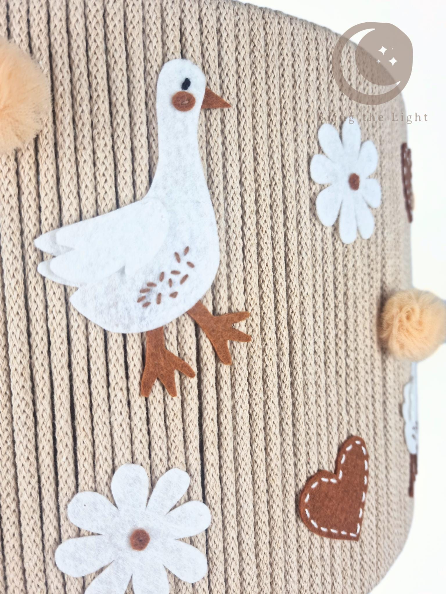 Gosling farm lampshade with felt goose and meadow florals