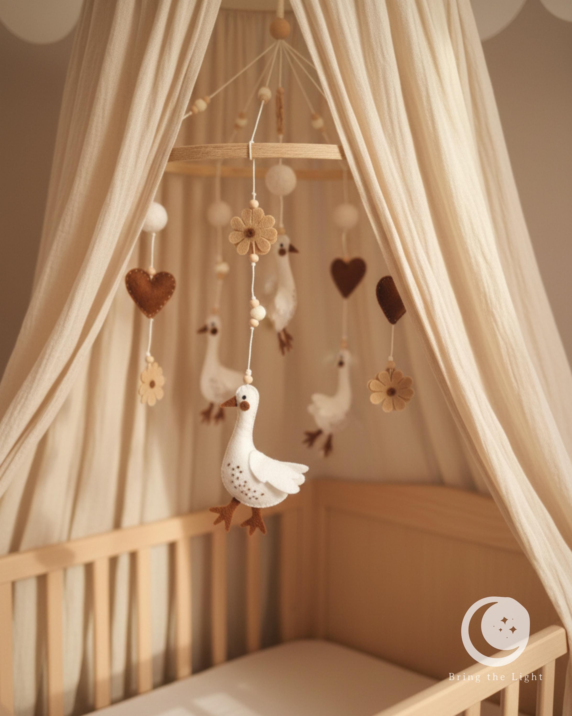 Gosling felt baby mobile in neutral tones