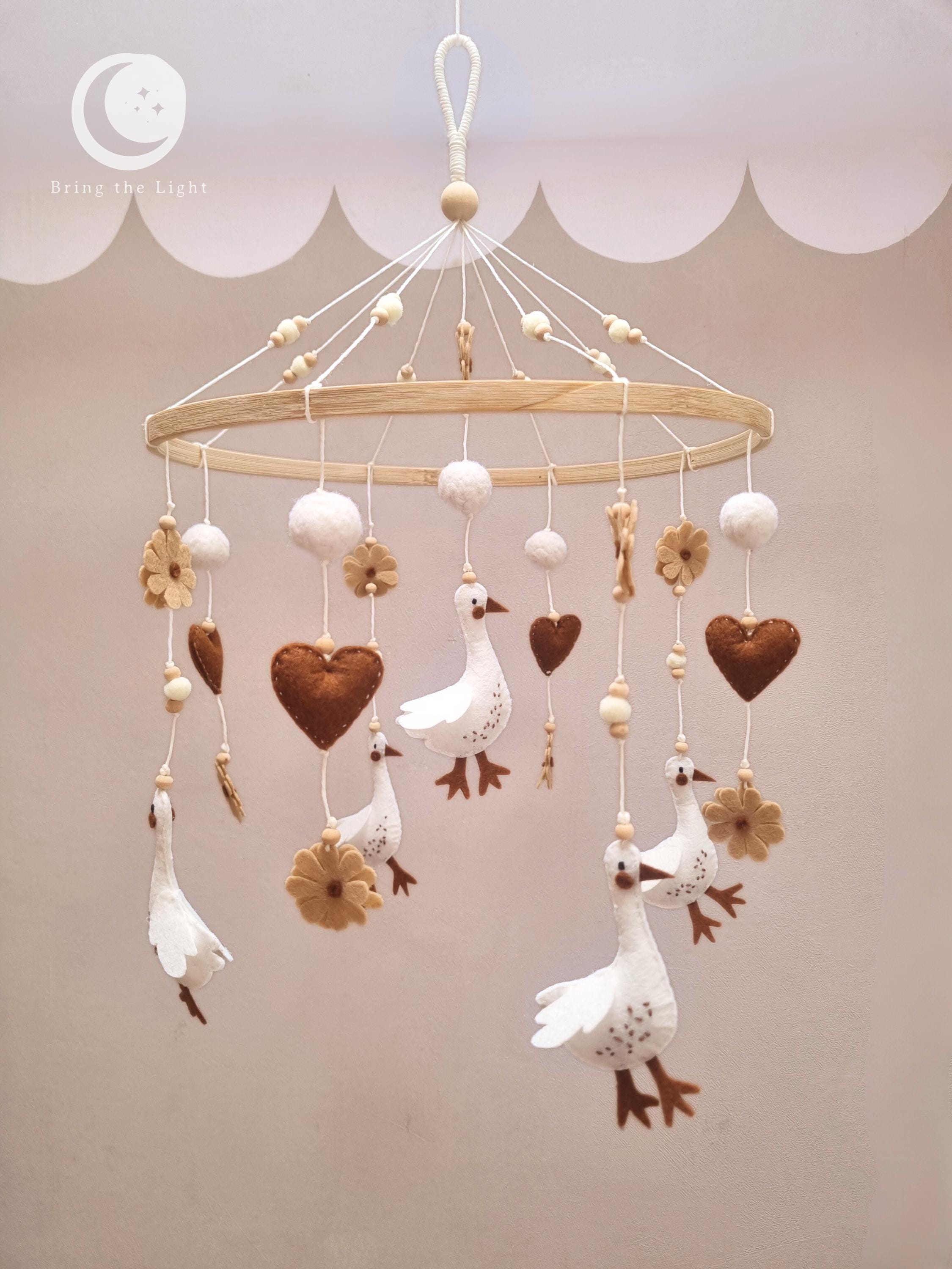 Gosling felt baby mobile in neutral tones
