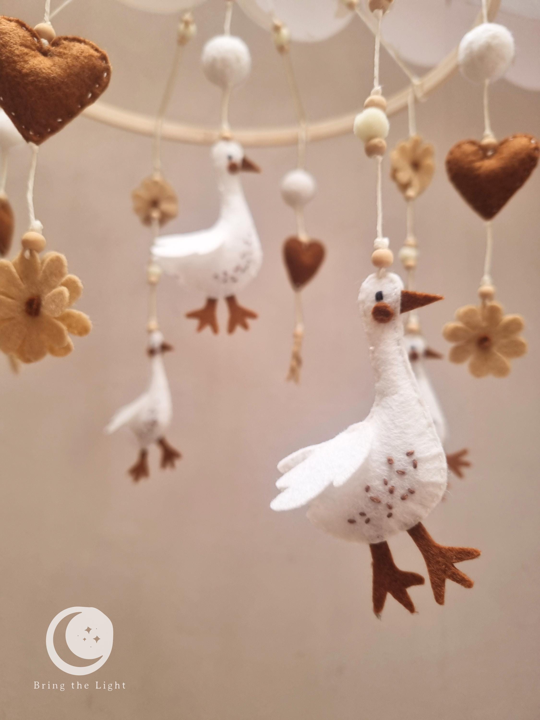 Gosling felt baby mobile in neutral tones