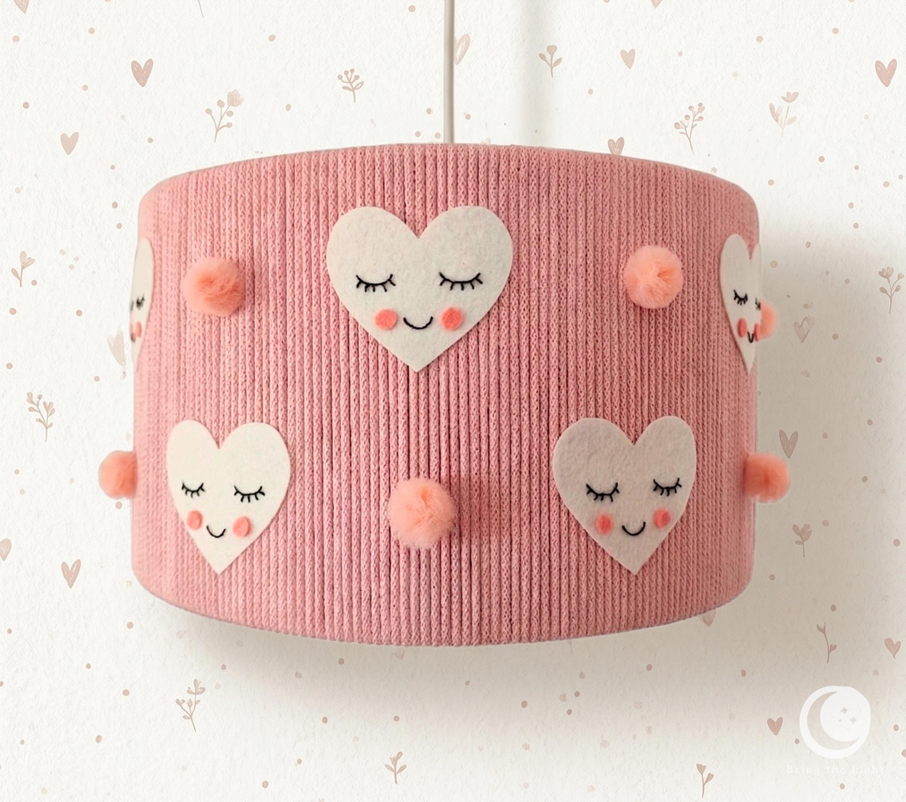 Pink felt heart nursery ceiling lamp