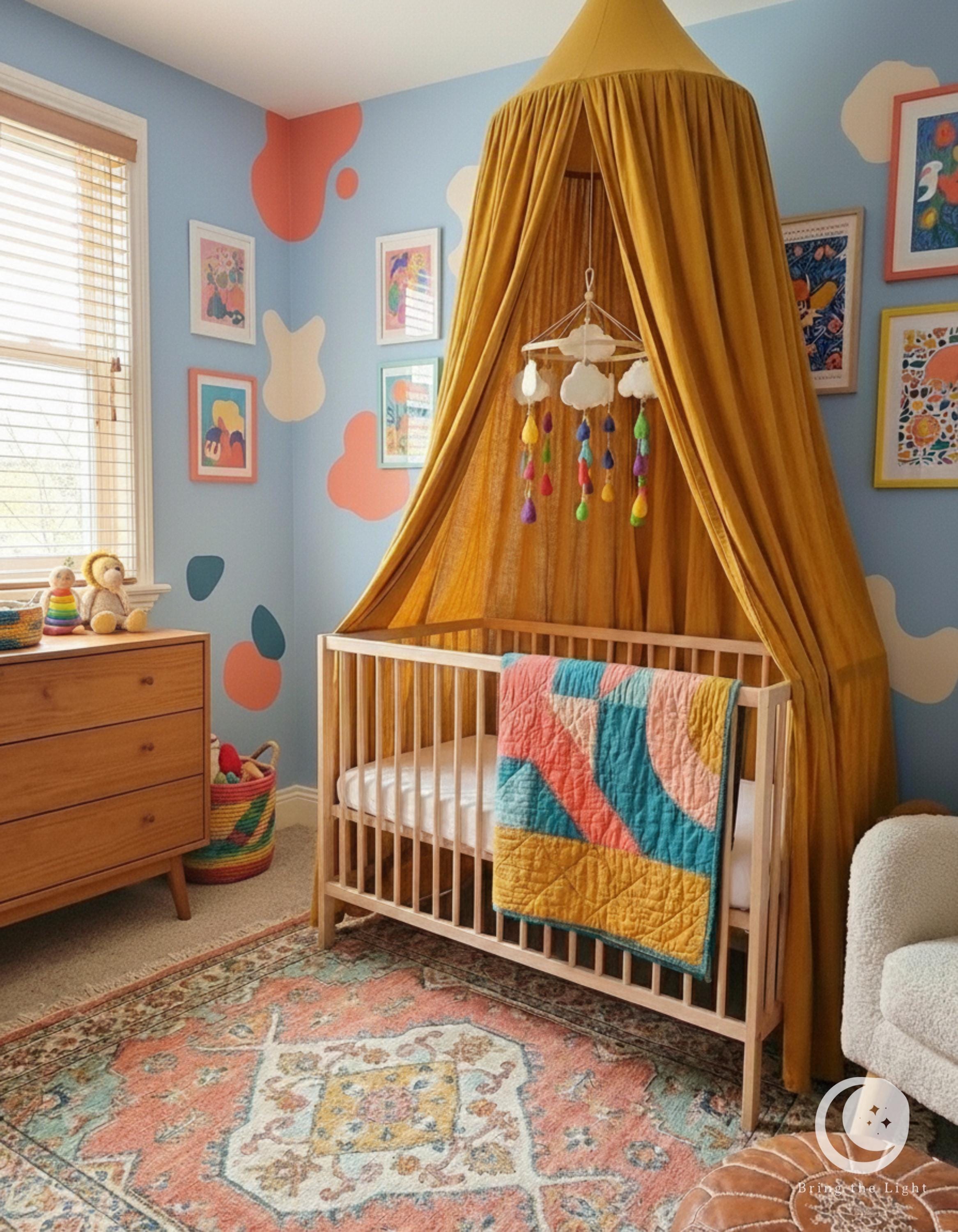 Rain cloud felt baby mobile with colorful felt raindrops